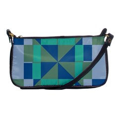 Green Blue Shapes Shoulder Clutch Bag by LalyLauraFLM