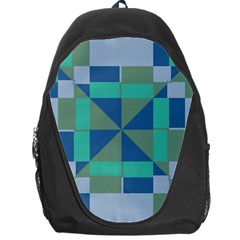 Green Blue Shapes Backpack Bag by LalyLauraFLM