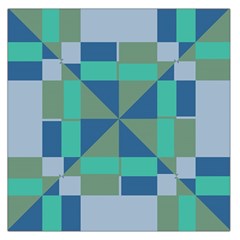 Green Blue Shapes Satin Scarf