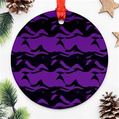 Mauve Black Waves Ornament (round) by LalyLauraFLM