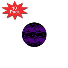 Mauve Black Waves 1  Mini Button (10 Pack)  by LalyLauraFLM