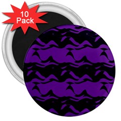 Mauve Black Waves 3  Magnet (10 Pack) by LalyLauraFLM