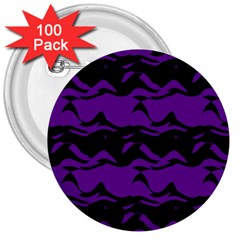 Mauve Black Waves 3  Button (100 Pack)