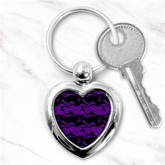 Mauve Black Waves Key Chain (heart) by LalyLauraFLM