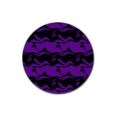 Mauve Black Waves Rubber Round Coaster (4 Pack)