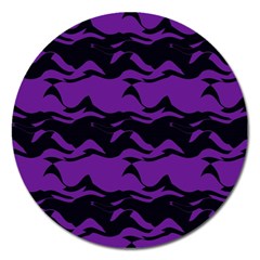 Mauve Black Waves Magnet 5  (round) by LalyLauraFLM