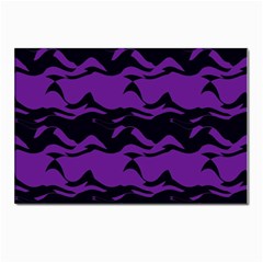 Mauve Black Waves Postcards 5  X 7  (pkg Of 10) by LalyLauraFLM