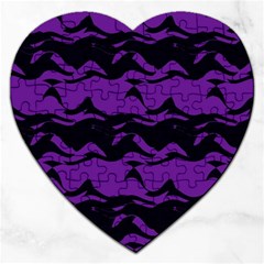 Mauve Black Waves Jigsaw Puzzle (heart) by LalyLauraFLM