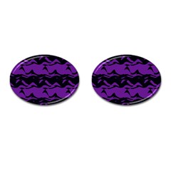 Mauve Black Waves Cufflinks (oval) by LalyLauraFLM