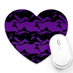 Mauve Black Waves Heart Mousepad by LalyLauraFLM