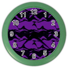 Mauve Black Waves Color Wall Clock