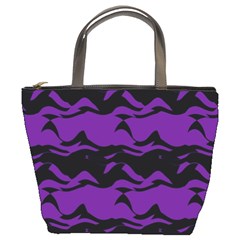 Mauve Black Waves Bucket Bag by LalyLauraFLM