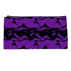 Mauve Black Waves Pencil Case