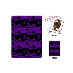 Mauve Black Waves Playing Cards (mini) by LalyLauraFLM