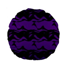 Mauve Black Waves Standard 15  Premium Round Cushion 