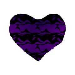 Mauve Black Waves Standard 16  Premium Heart Shape Cushion 