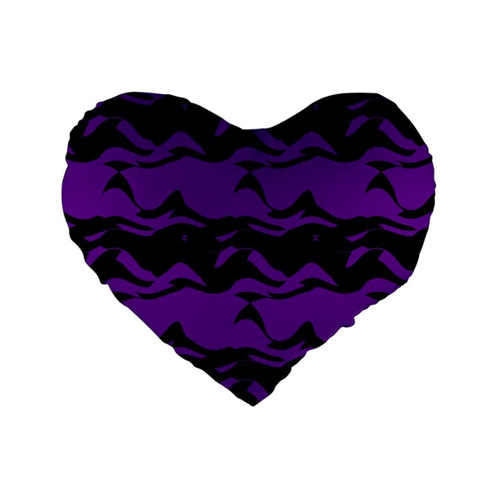 Mauve black waves Standard 16  Premium Heart Shape Cushion 