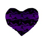 Mauve black waves Standard 16  Premium Heart Shape Cushion  Back