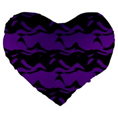 Mauve Black Waves Large 19  Premium Heart Shape Cushion