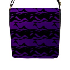 Mauve Black Waves Flap Closure Messenger Bag (l)