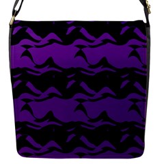 Mauve Black Waves Flap Closure Messenger Bag (s)