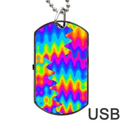 Amazing Acid Rainbow Dog Tag Usb Flash (one Side)