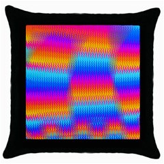 Psychedelic Rainbow Heat Waves Throw Pillow Cases (black) by KirstenStar