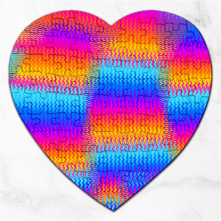 Psychedelic Rainbow Heat Waves Jigsaw Puzzle (Heart)