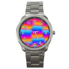 Psychedelic Rainbow Heat Waves Sport Metal Watches by KirstenStar