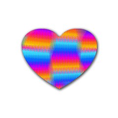 Psychedelic Rainbow Heat Waves Rubber Coaster (heart)  by KirstenStar