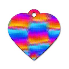 Psychedelic Rainbow Heat Waves Dog Tag Heart (one Side)