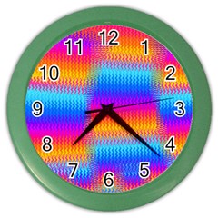 Psychedelic Rainbow Heat Waves Color Wall Clocks by KirstenStar