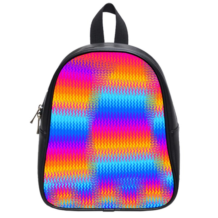 Psychedelic Rainbow Heat Waves School Bags (Small) 