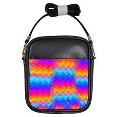 Psychedelic Rainbow Heat Waves Girls Sling Bags by KirstenStar