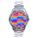 Psychedelic Rainbow Heat Waves Stainless Steel Men s Watch Front