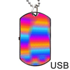 Psychedelic Rainbow Heat Waves Dog Tag Usb Flash (one Side) by KirstenStar