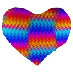 Psychedelic Rainbow Heat Waves Large 19  Premium Heart Shape Cushions by KirstenStar