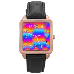 Psychedelic Rainbow Heat Waves Rose Gold Watches