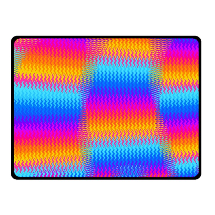 Psychedelic Rainbow Heat Waves Double Sided Fleece Blanket (Small) 