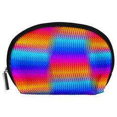 Psychedelic Rainbow Heat Waves Accessory Pouches (large)  by KirstenStar