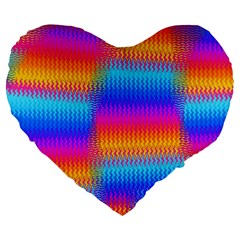 Psychedelic Rainbow Heat Waves Large 19  Premium Flano Heart Shape Cushions