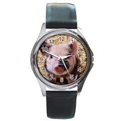 Sweet Piglet Round Metal Watches