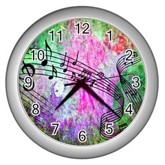 Abstract Music  Wall Clocks (silver) 