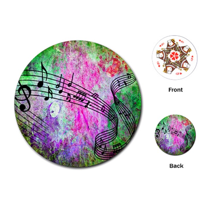 Abstract Music  Playing Cards (Round) 