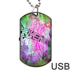 Abstract Music  Dog Tag Usb Flash (two Sides) 