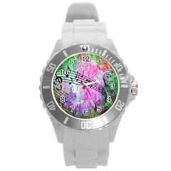 Abstract Music  Round Plastic Sport Watch (l)