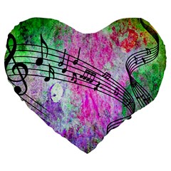 Abstract Music  Large 19  Premium Heart Shape Cushions