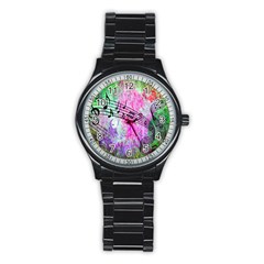 Abstract Music  Stainless Steel Round Watches