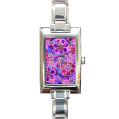 Pretty Floral Painting Rectangle Italian Charm Watches