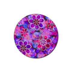 Pretty Floral Painting Rubber Coaster (round) 